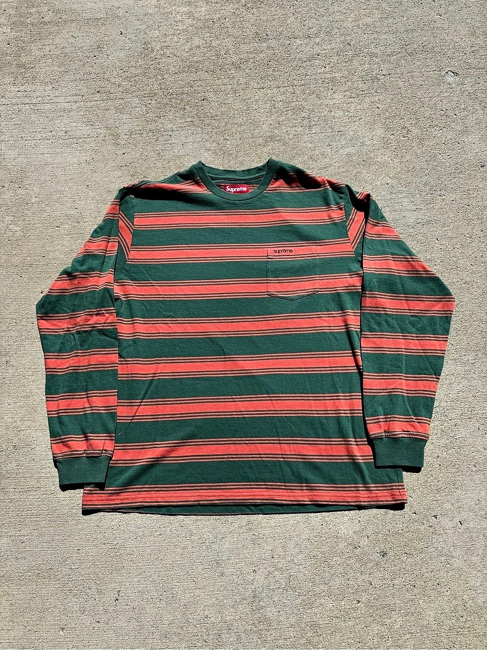 Supreme Striped Long Sleeve Pocket Tee (2025)